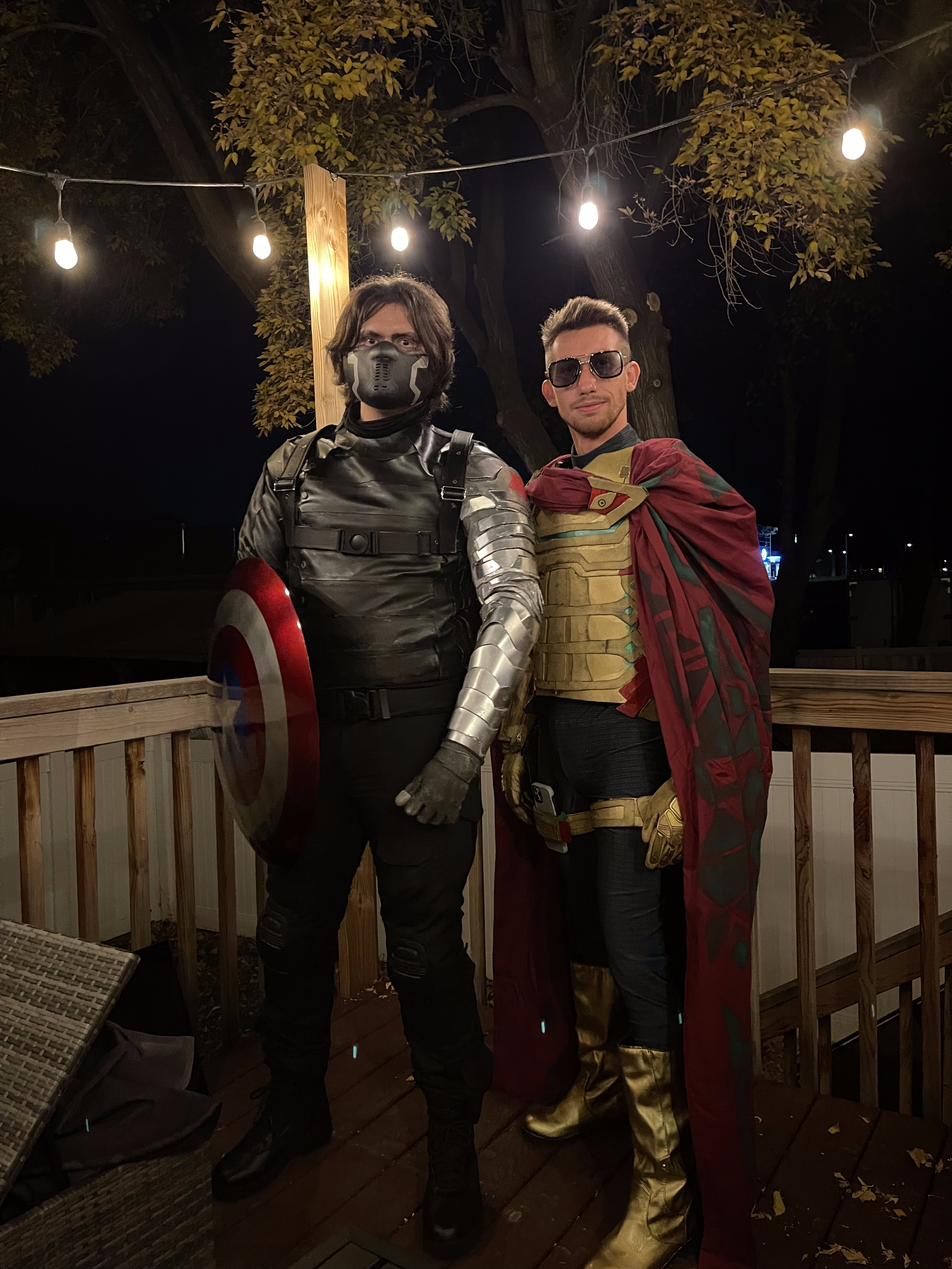 Stephen dressed as the Winter Soldier and Devan dressed as Mysterio